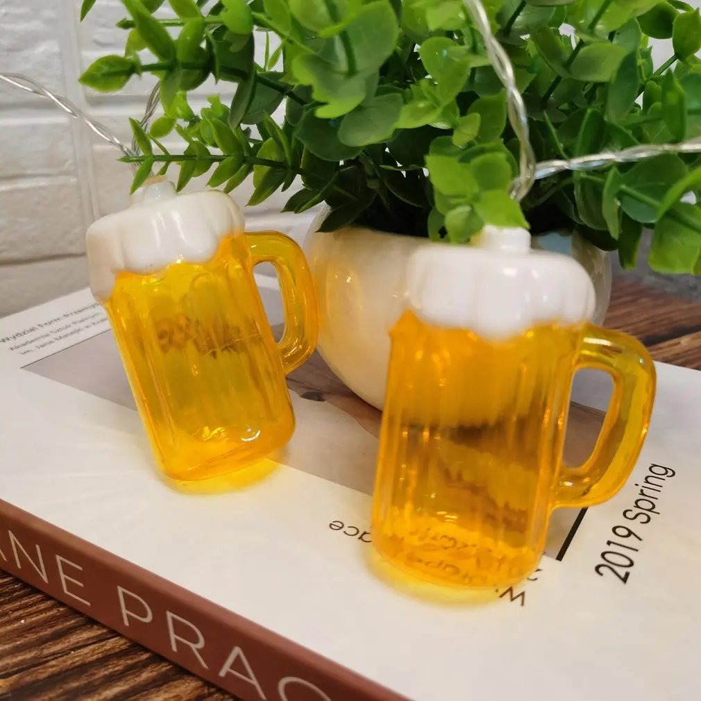 

10 LEDs Creative Beer Mug Light String Hanging Lights String For Outside Backyard Balcony Porch Bistro Party