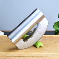 stainless steel pizza rocker salad vegetable cutter cooking knife kitchen serving slicer with double cutting tools accessories