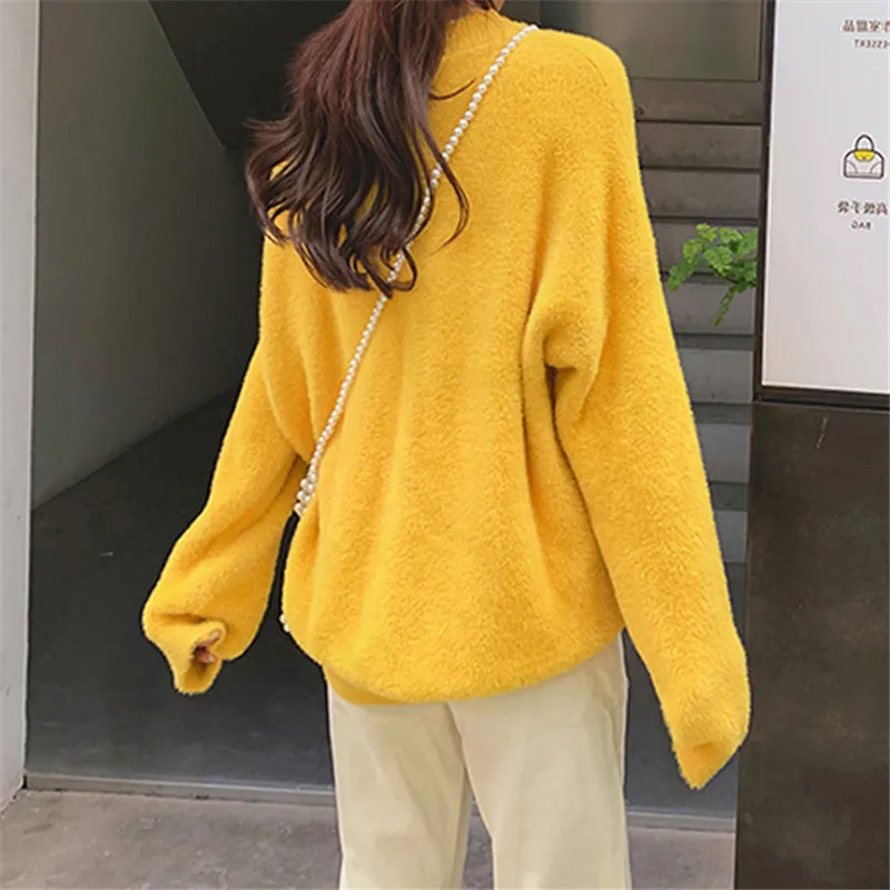 Осень и зима 2019 новый свитер как карамельный цвет пуловер Женский громоздкий