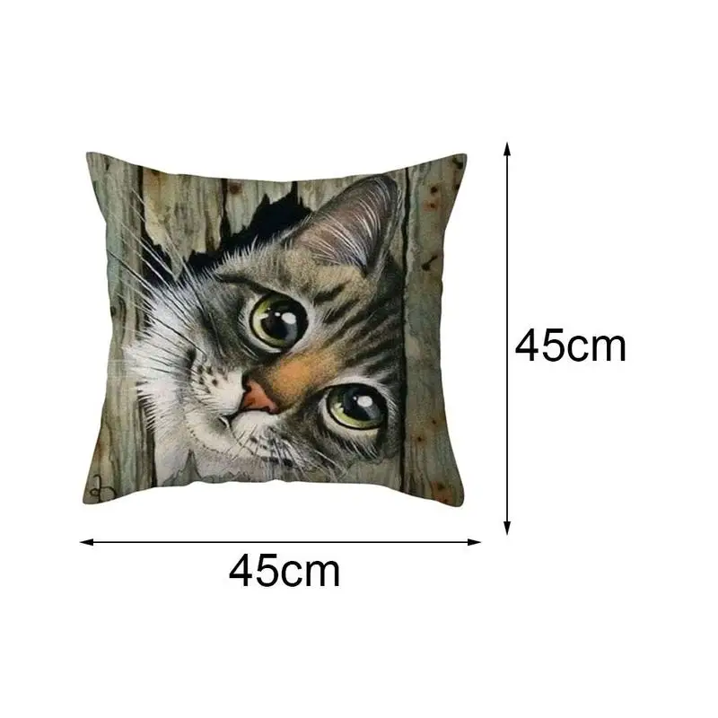 

Home Decoration Cartoon Painting Cat Pillow Cover Polyester 45x45cm Chair Pillowcase Sofa Cushion Covers Throw Celebrity Ca H4T9