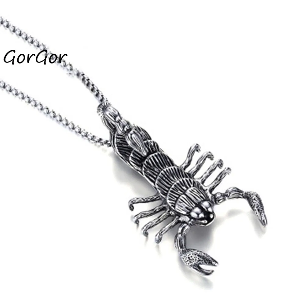 

GorGor Necklace Men Stainless Steel 60cm-length Pattern Scorpion Pendant Individuality Simplicity Hipster Accessories PN-862S