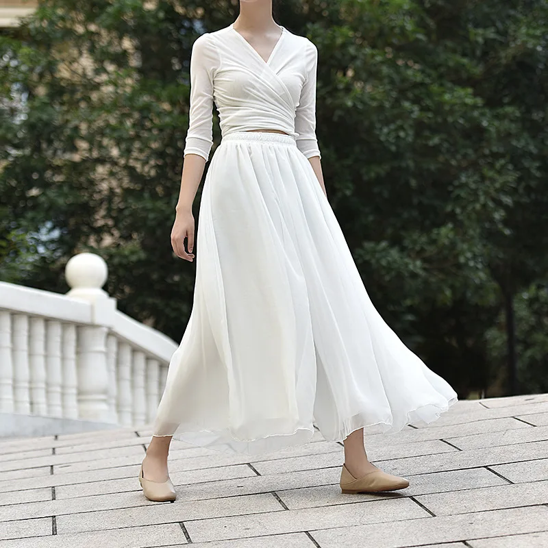 

Женские шифоновые брюки в стиле бохо, белые свободные штаны с широкими штанинами, розовые брюки большого размера, лето 2020