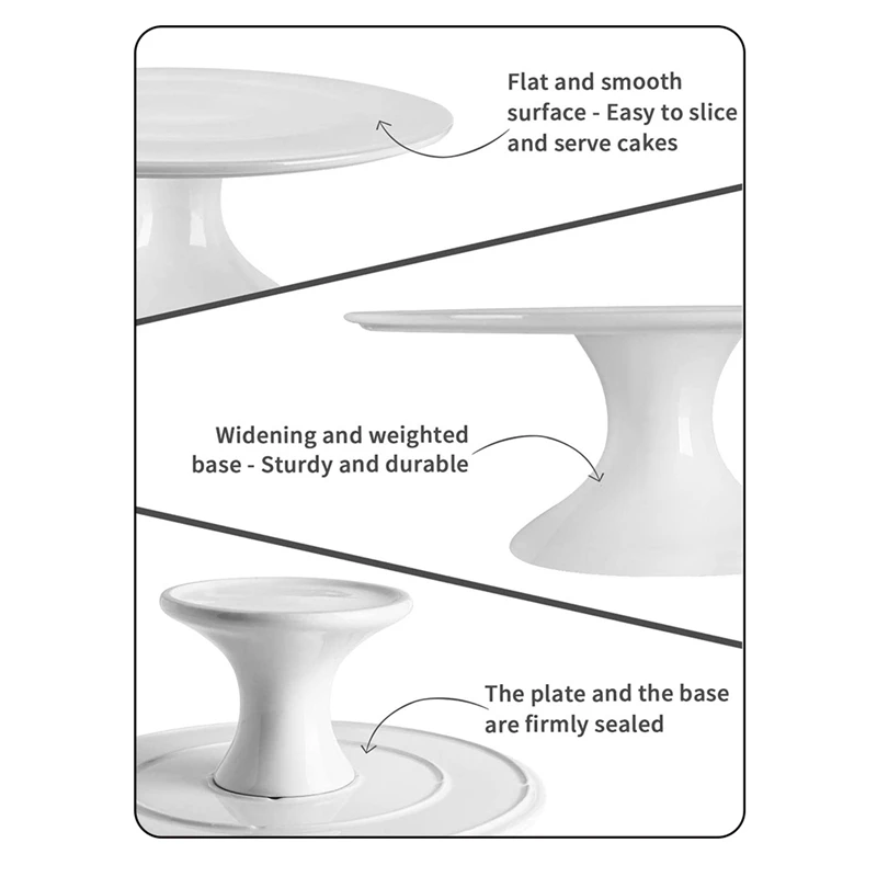 

10-Inch Porcelain Round Cake Stand, Cake Plate, Dessert Stand, Cupcake Stand for Parties, Home Decorating Stand, White
