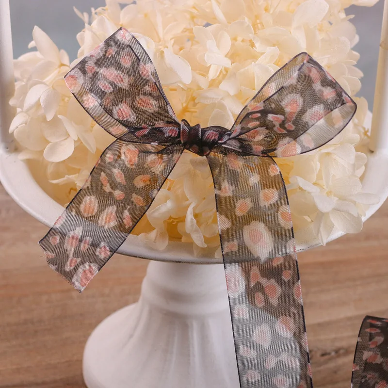 Декоративная сетчатая лента с леопардовым принтом гепарда для банта материал