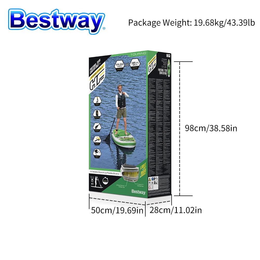 

Bestway 65310 Inflatable Surfboard 340x89x15cm Hydro Force Boat Freesoul Tech Inflatable Sup Board Sail Sailboard Stand Up