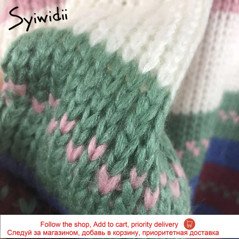 Свитеры syiwidii зимняя одежда женские пуловеры с круглым вырезом и рукавами летучая
