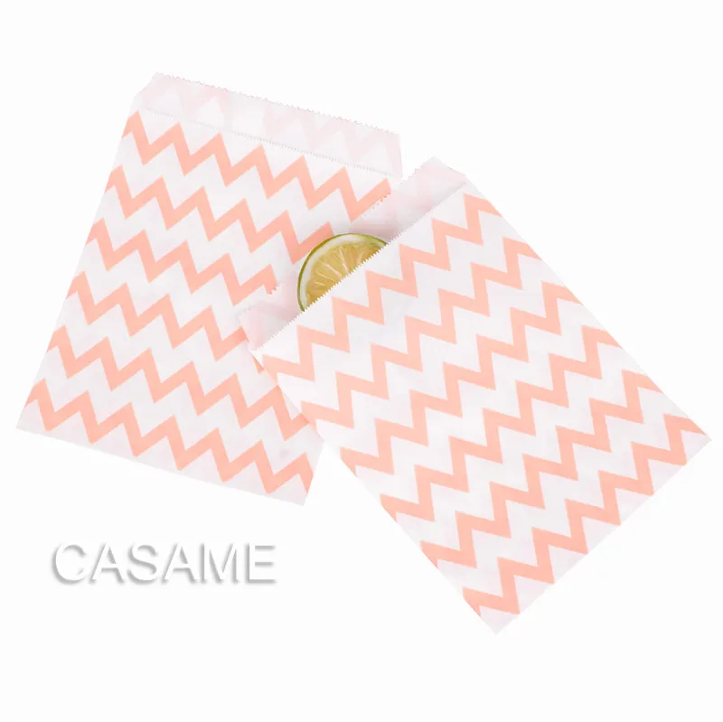 Pink Chevron 25pcs Свадебный подарок для гостей пакет сумки печенья пакет подарки на праздник Декор упаковочные бумажные пакеты - Цвет: Pink Chevron 25pcs