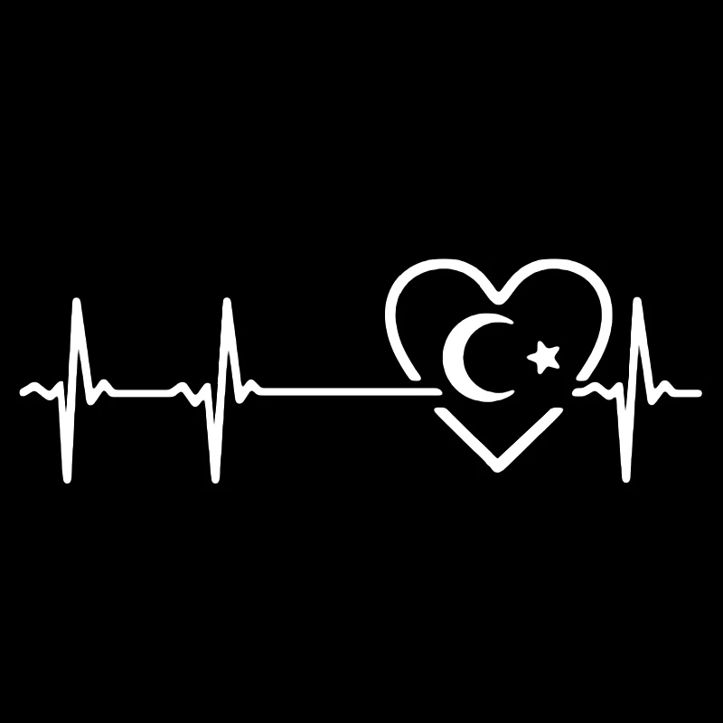 30x10 см высечка виниловая наклейка Турецкий флаг полумесяц сердцебиение