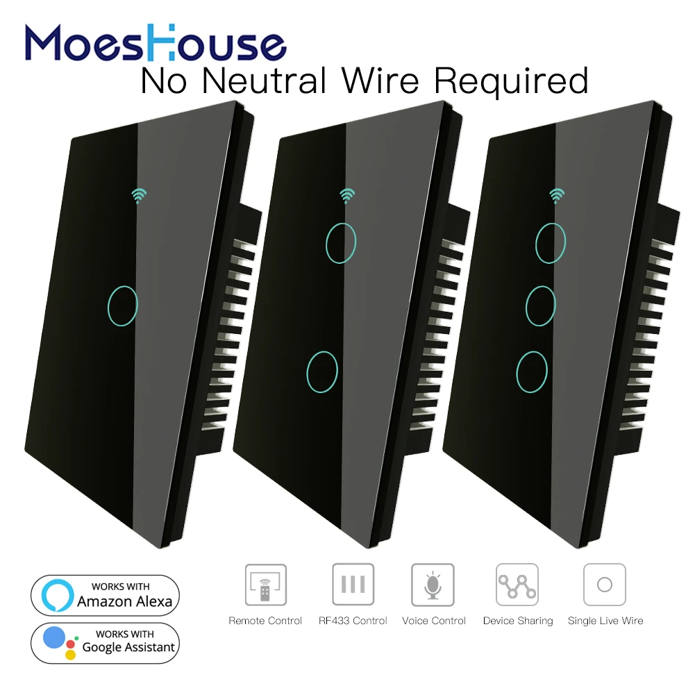 RF433 WiFi умный настенный сенсорный выключатель без нейтрального провода нужен