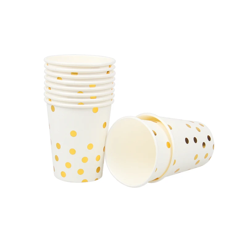 10 шт./лот бумажные тарелки чашки розовое золото с днем рождения вечерние