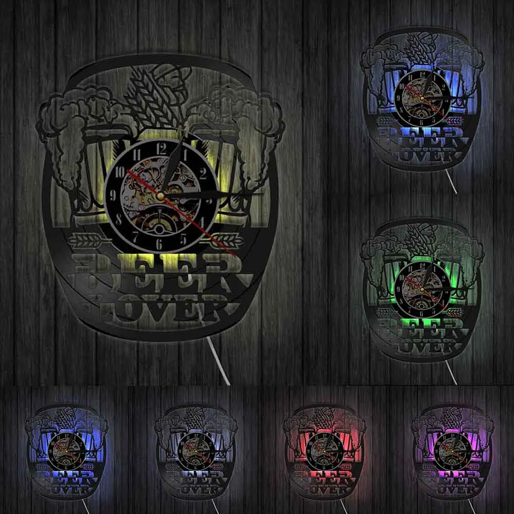 Кружка для пива паба настенные часы пивоварня декоративные с виниловой записью