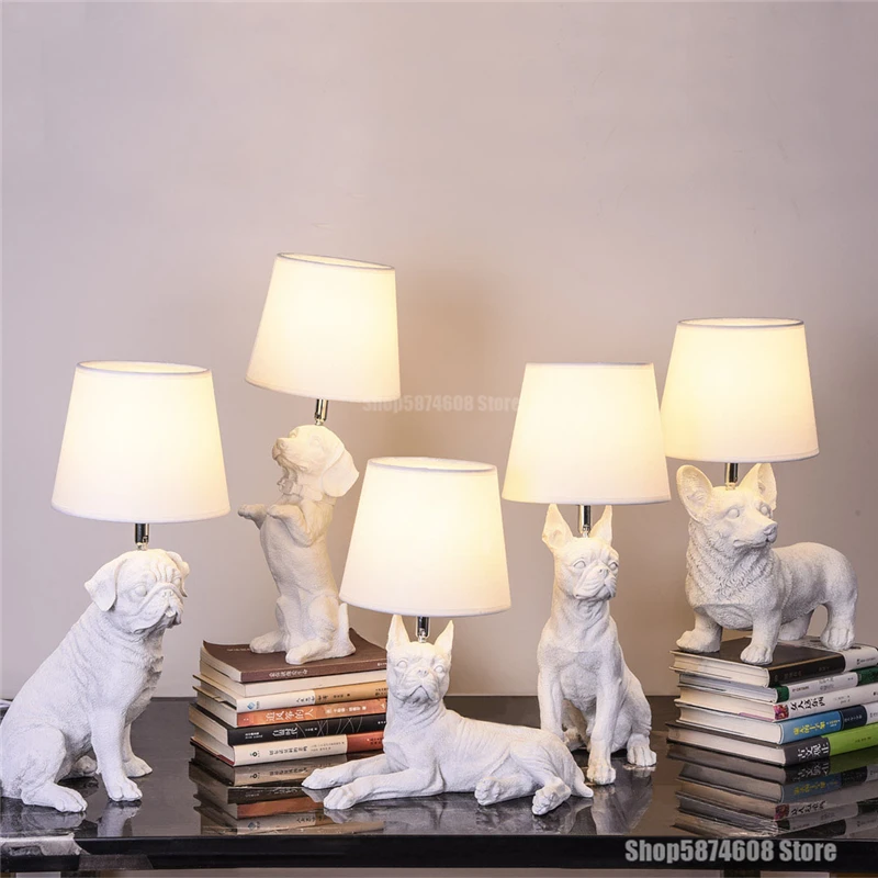 Современные настольные лампы из смолы для щенков настольная лампа в виде