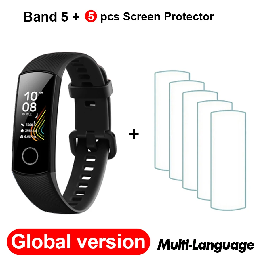 Glo Black N Film Браслет для Honor Band 5, умный Браслет, 5 оксиметров, волшебный цвет, сенсорный экран, для плавания, для обнаружения сердечного ритма, сна, сна - Цвет: Glo Black N Film
