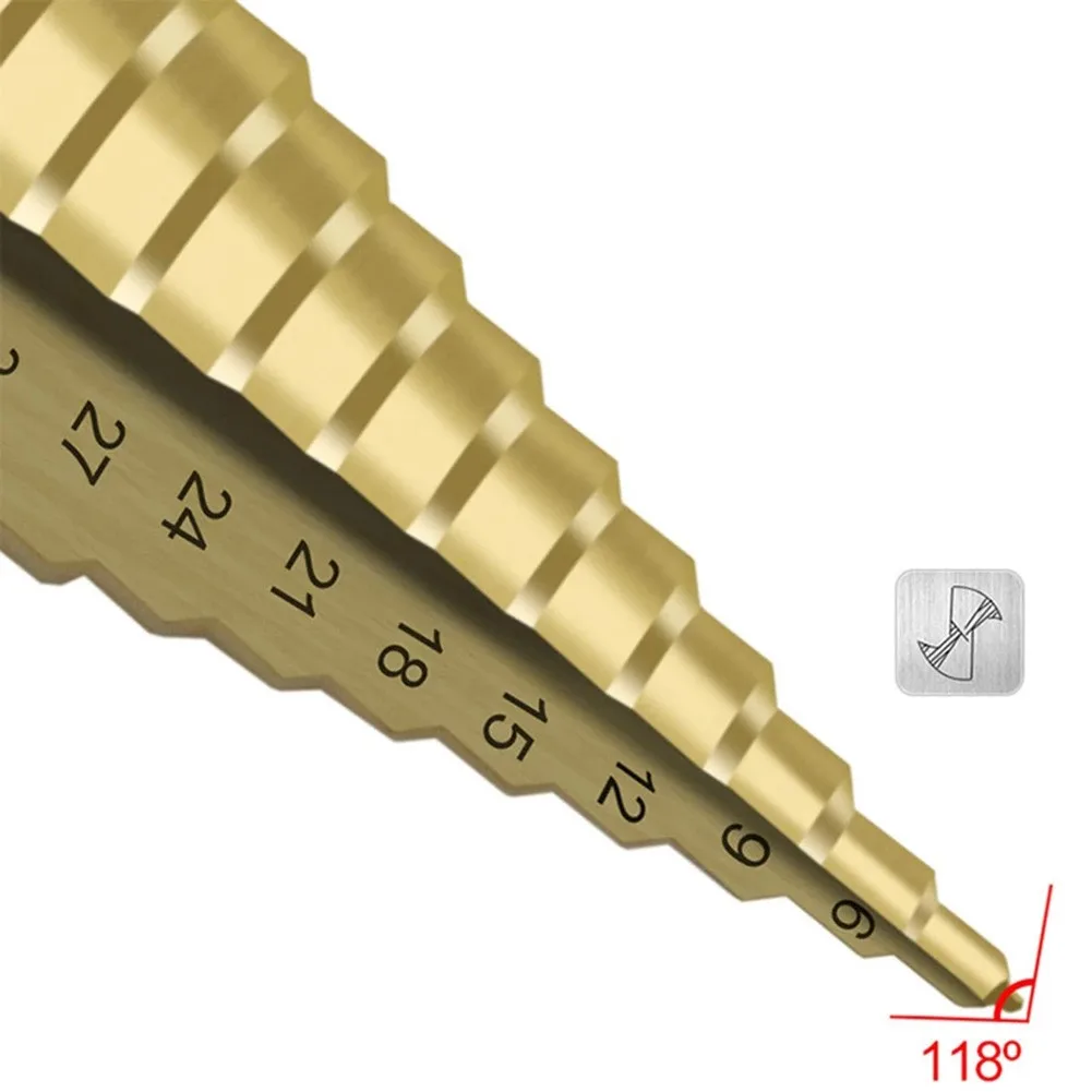

4-42mm HSS 4241 Titanium Coated Step Drill Bit For Drilling Power Tools Accessory Wood Hole Cutter Cone Drill Hole Cutter