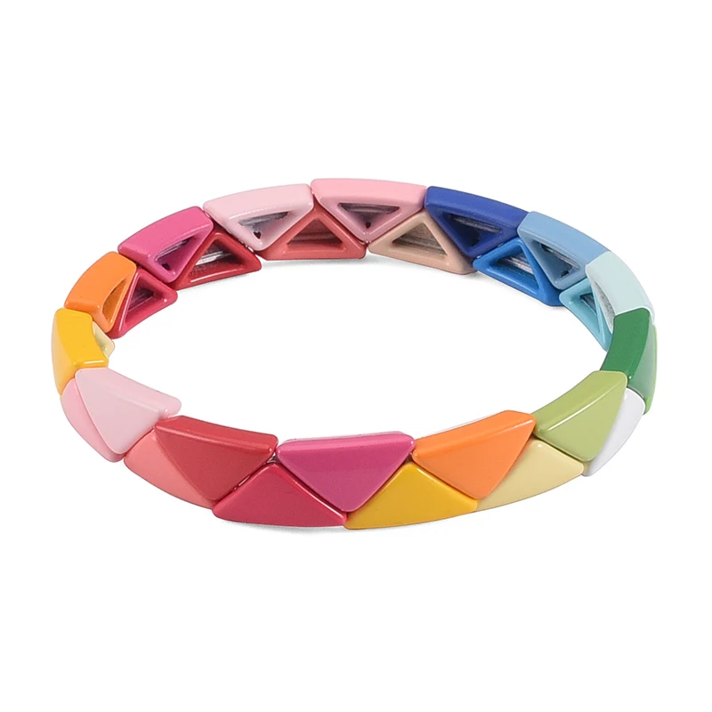 

Triangle Rainbow Bracelet Handmade Tila Tile Beads Wrap Bracelet Hematite Paired Girls Bracelet Adjustable Bangle Best Selling