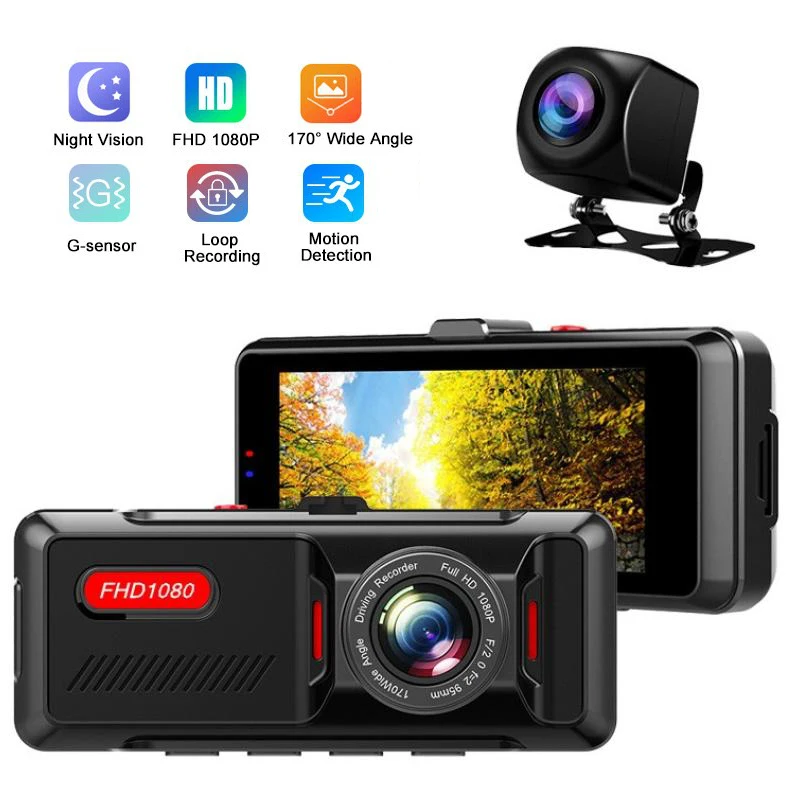 

3.16 Inch Car Video Recorder 1080P HD DVR Car Camera 170Â° Wide Angle Dash Cam Night Vision Rear View Camera Hidden DashCam