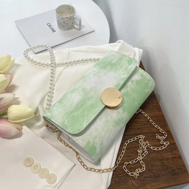 

2021 Design Rendering Small Square Bag Armpit Women's Shoulder Bag Luxury Brand Beaded Handbag Chain Crossbody Bag Female Purses