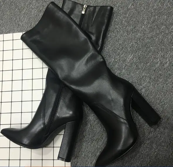 2020 зимние новые женские ботинки с высоким голенищем из натуральной кожи