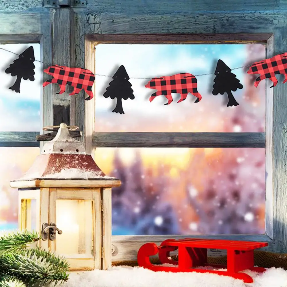 32 шт Lumberjack Висячие вихревое украшение плед медведь и дерево баннер гирлянда