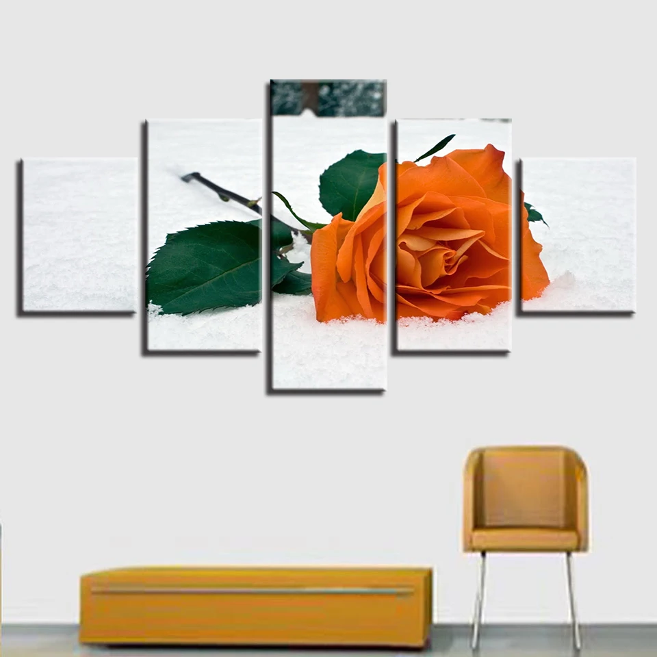 

Canvas HD Prints Home Decor Painting Flower 5 Pieces Wall Art Plant Modular Framework Pictures Bedside Background Artwork Poster