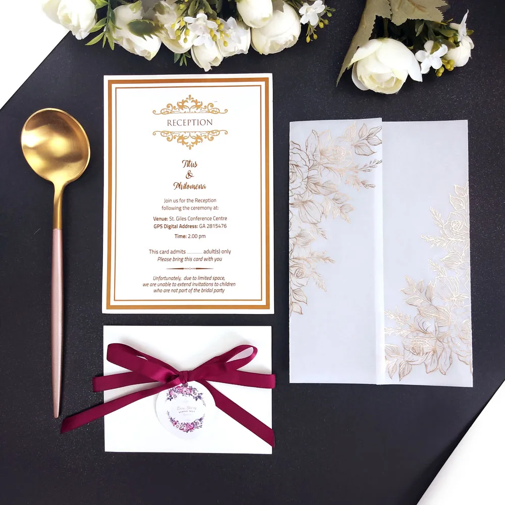 

100pcs Transparent Wedding Invitations Vellum Wrap Personalized Printing Cards For Bridal Shower Party Invites