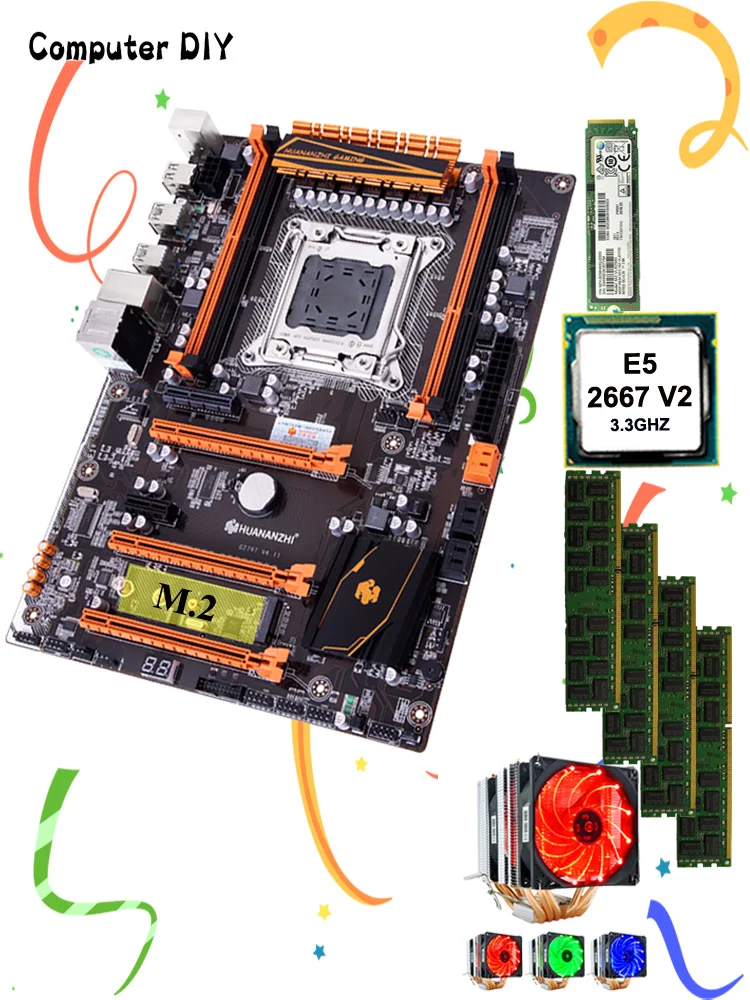 

HUANANZHI deluxe X79 motherboard with 256G SSD motherboard bundle DIY Xeon CPU E5 2667 V2 with cooler RAM 32G(4*8G) 1866 RECC