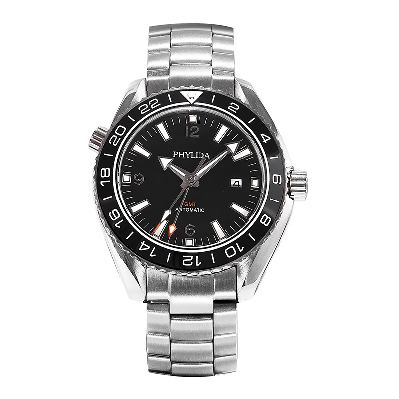Мужские автоматические часы с черным циферблатом и двумя циферблатами 43 5