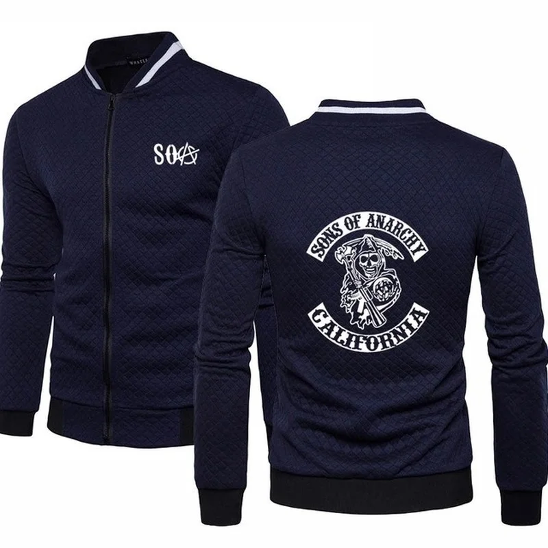 

Spring Autumn for SOA Sons of anarchy the child Fashion Zipper Mens Jacket High Quality Cotton Men's baseball jacket Sweatshir S
