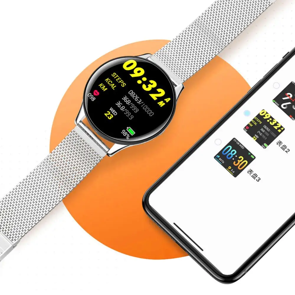 

EPOPOOS Smart watch 2020 Tempered Glass Screen Fitness SmartWatch IP68 Waterproof Heart Rate Blood Pressure smart watches