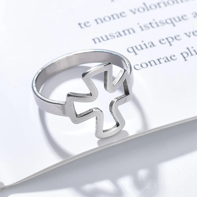 Модный полый Библейский крест текст Татуировка Иисуса мужские кольца для женщин