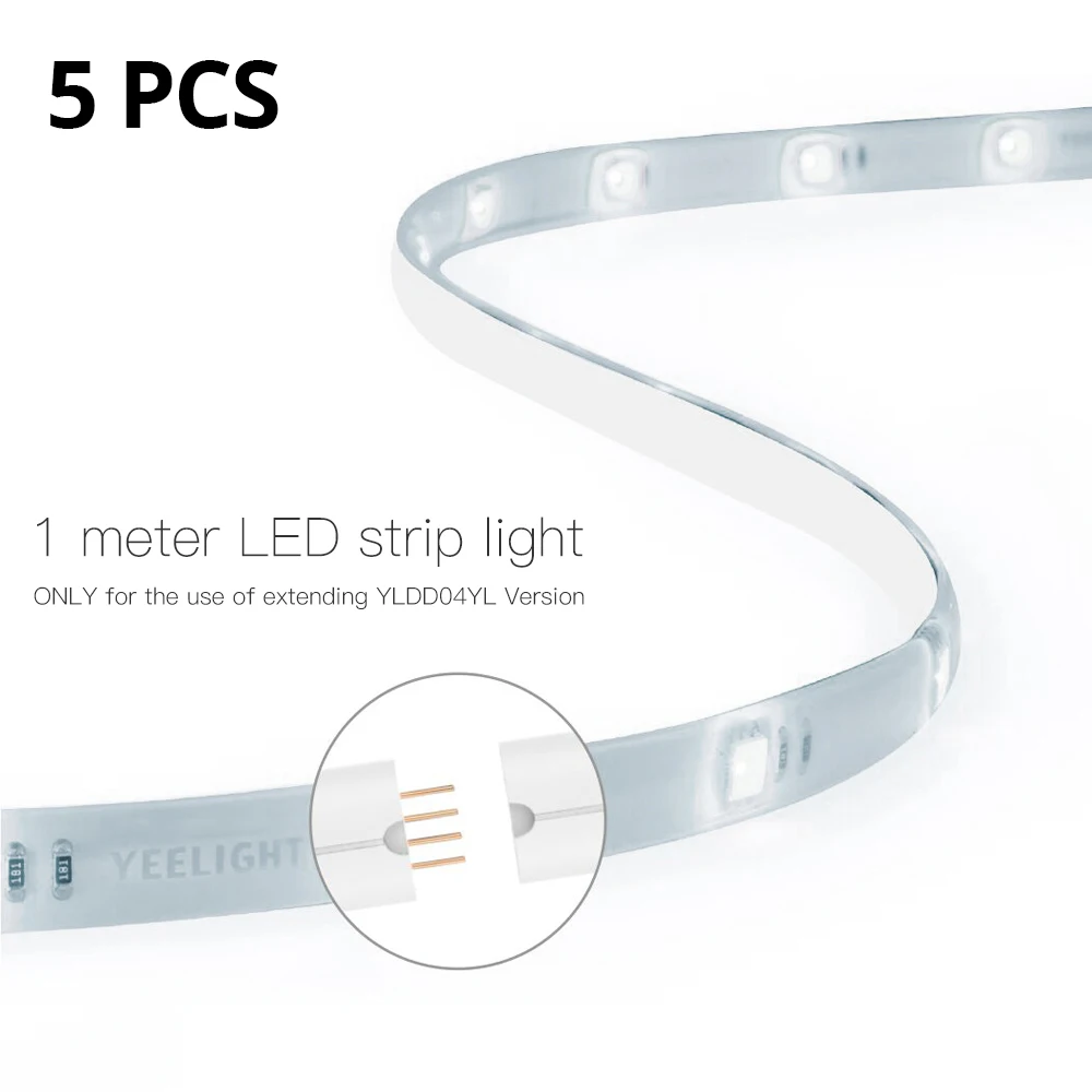 5pcs Strip Light Yee светильник, Светодиодная лента, wifi, RGB, смарт-светильник, приложение для телефона, голосовое управление, Светодиодная лента, водонепроницаемая, для xiaomi, Рождественское украшение, для дома - Испускаемый цвет: 5pcs Strip Light