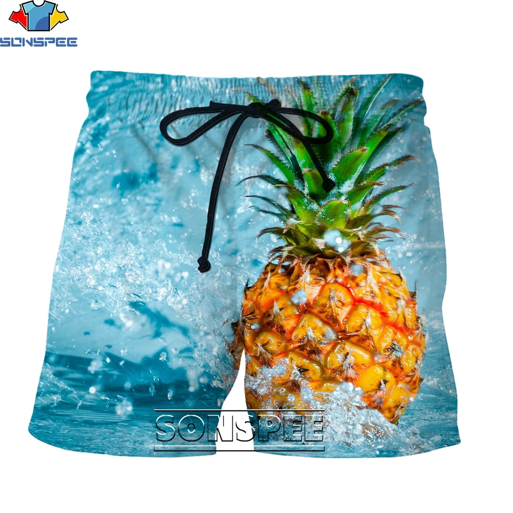 

SONSPEE Fashion Simple Style Pineapple Pattern 3D Printing Men's Shorts Summer Creative Personality Street Hip Hop Casual