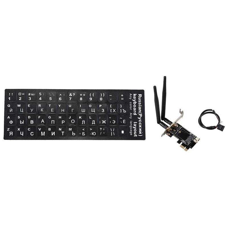 

1 Pcs Russian Letters Keyboard Sticker & 1 Set PCI-E X1 To M.2 NGFF E-Key Wifi Wireless Network Adapter Converter Card