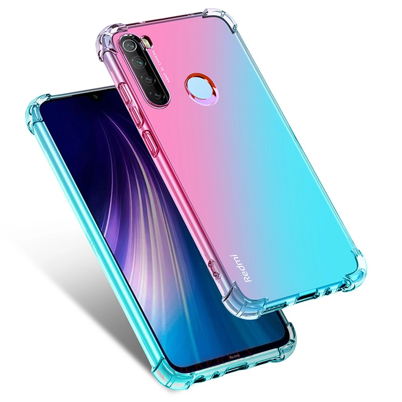 Gradient Armor Silicone Case For Xiaomi Redmi Note 8 Pro Case Transparent Soft TPU Shockproof Bumper Cover For Redmi Note 8 Case