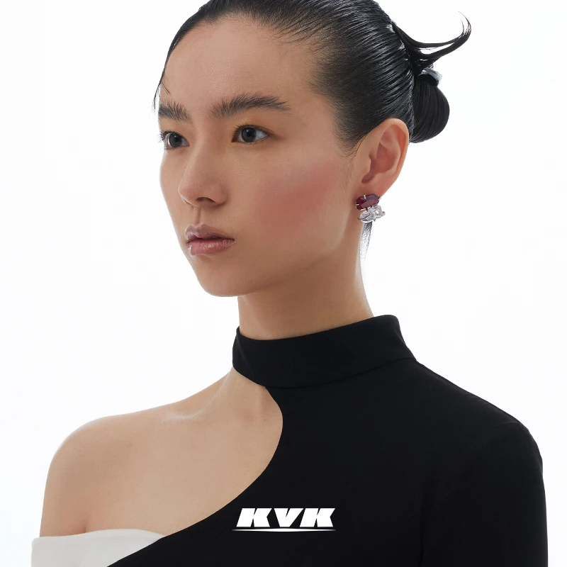 KVK серьги 2021 модные персиковые цветы кристалл камни Модные усовершенствованные серьги женские серьги ювелирные изделия серьги