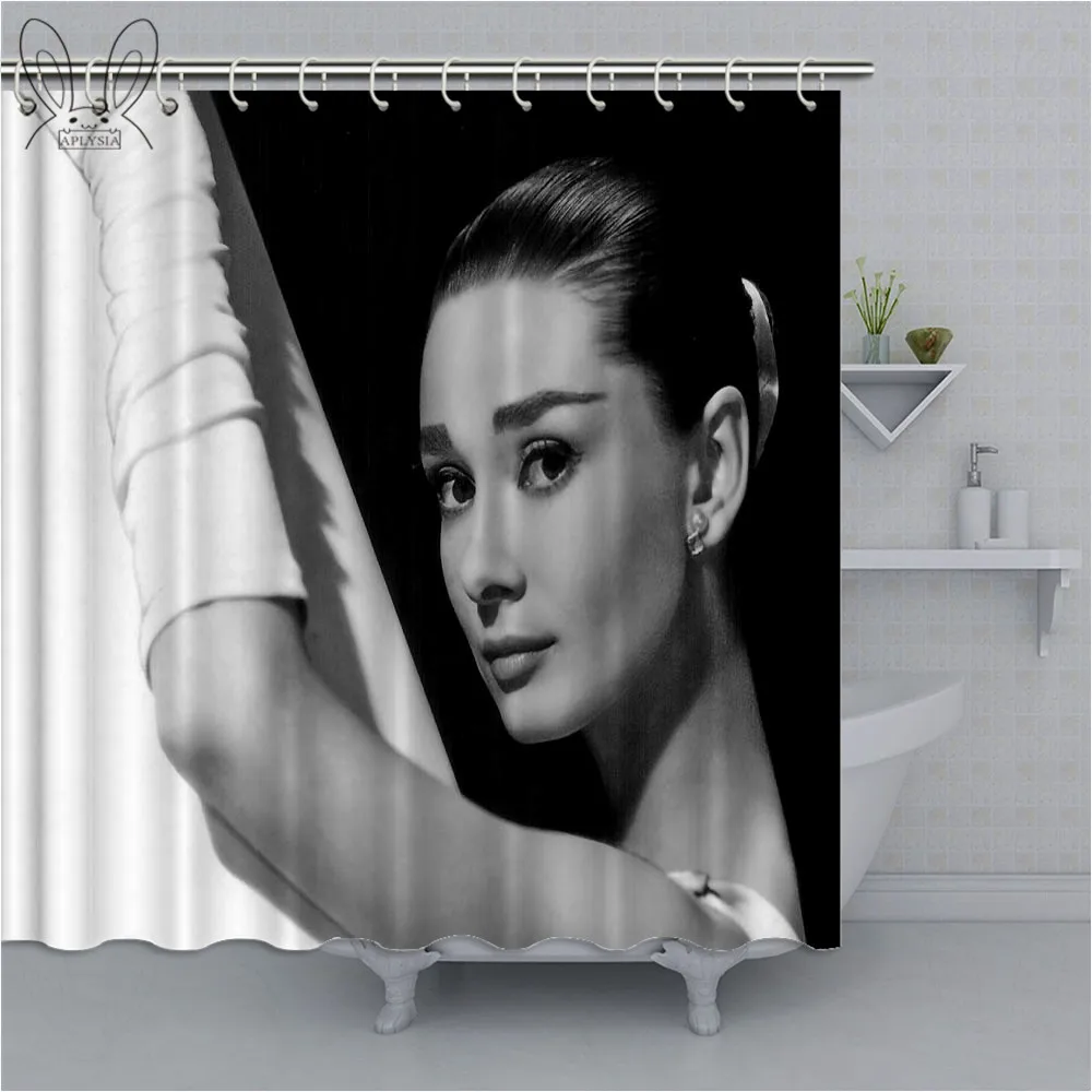 Классическая черно белая фотозанавеска для душа водонепроницаемая декоративная