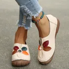 Простые и удобные туфли на плоской подошве с манжетами, тонкие повседневные туфли с цветами, женские туфли в стиле ретро на плоской подошве с круглым носком
