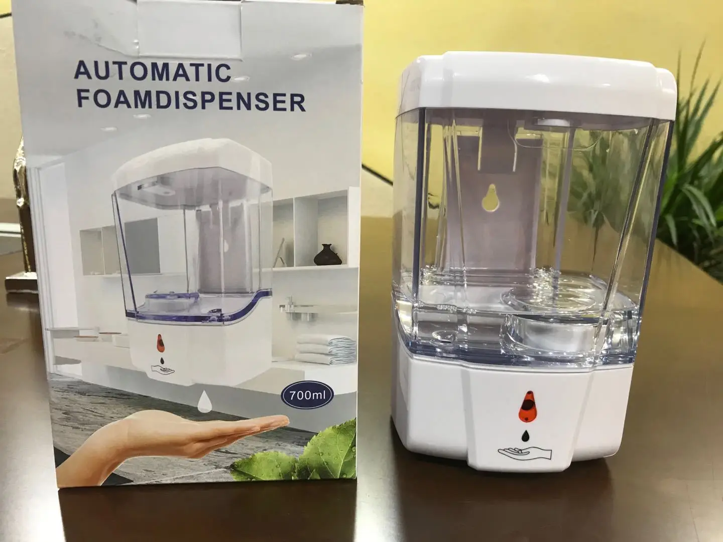 

Automatic soap dispenser touch sensor hand sanitizer detergent dispenser wall mounted bathroom kitchen 700ml capacity