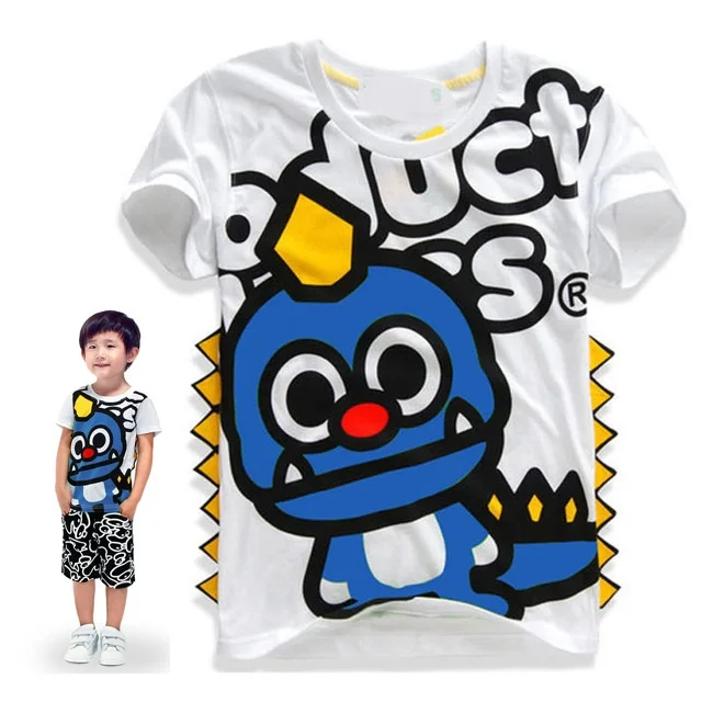 

3-7Y hot printed Cartoon Boy baby dinasour Pullovers cute kids Girl O-Neck Tops summer clothes for kids 828
