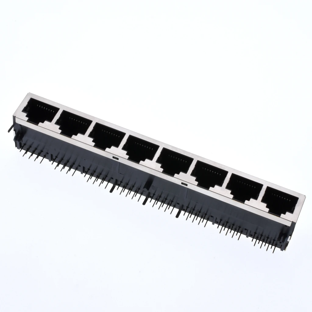 

1Pcs Sample 1x8 Ports 59 Series Stack-up Female RJ45 Ethernet Network LAN PCB Socket Connector Jack