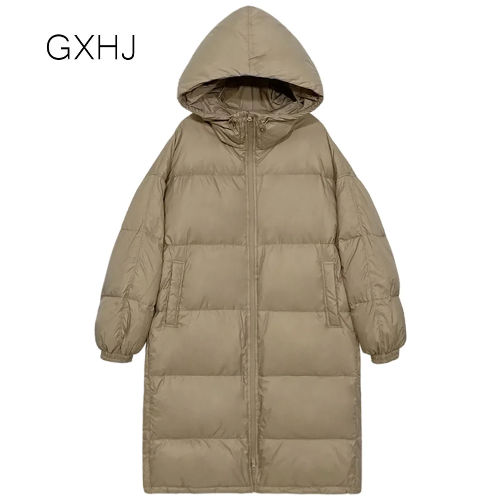 

Женский зимний длинный пуховик, Женская толстовка, модное высококачественное свободное пуховое пальто с защитой от холода, одежда для хлеб...