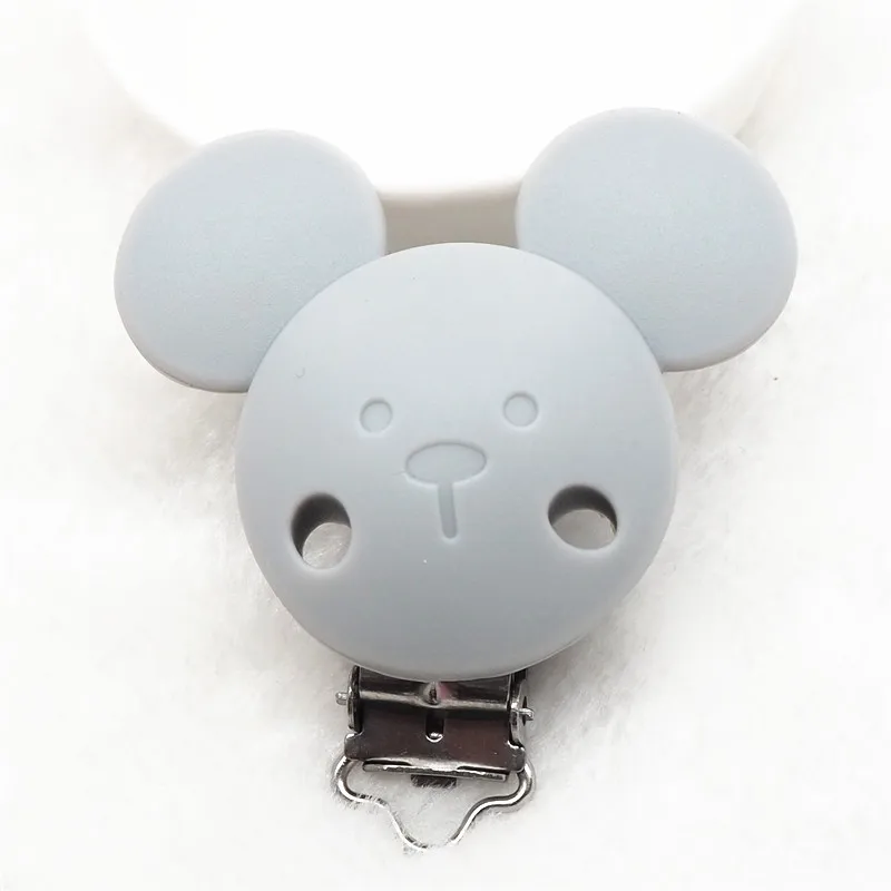 Grey Chengkai 10 шт. силиконовые автомобильные клипсы DIY детская кошка мышь Соска с животным Прорезыватель зубов, пустышка для младенца ювелирные изделия игрушки аксессуары - Цвет: Grey