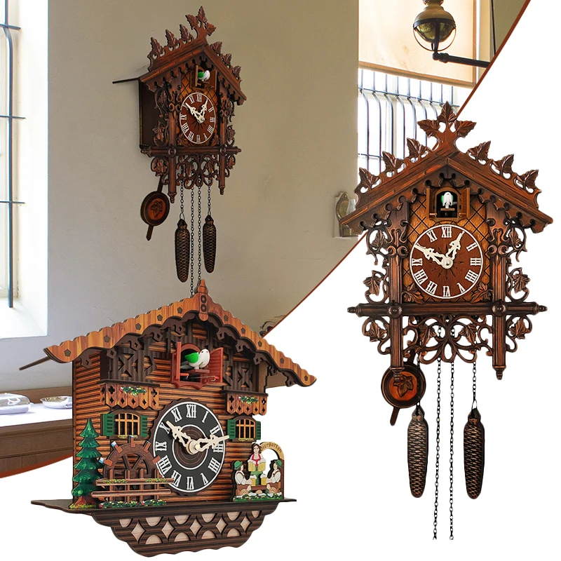 

Классические настенные часы с кукушкой Винтаж деревянные часы домашний декор для Гостиная Обеденная BDF99