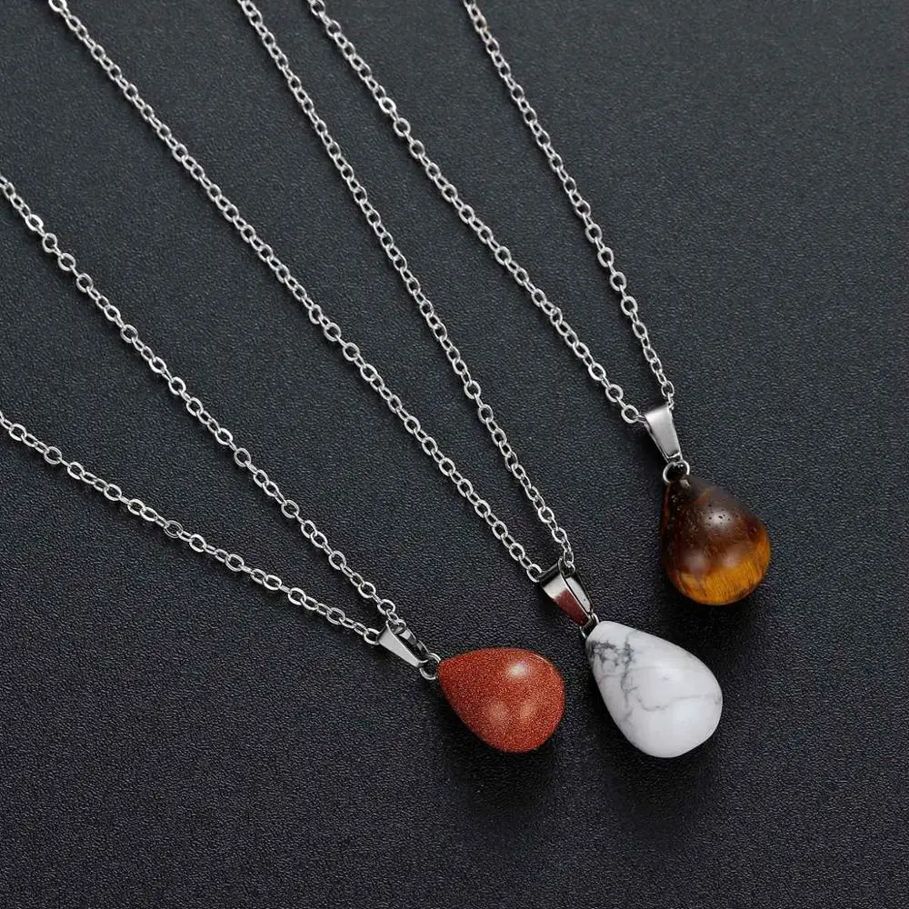 ASHMITA женский кулон в виде капли воды из натурального камня круглые подвески