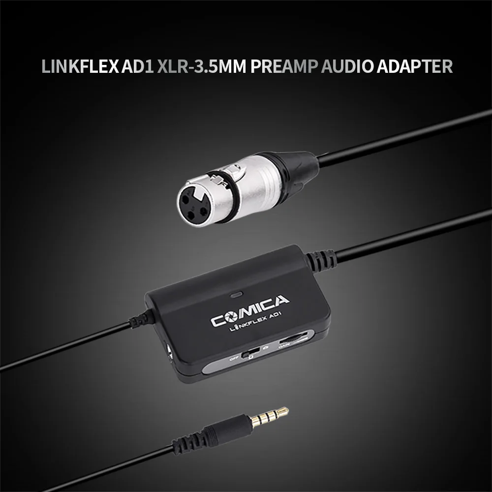 COMICA Mini микрофонный предусилитель адаптер XLR к 3 5 мм аудио преобразователь для DSLR