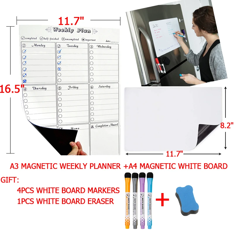 whiteboard weekly monthly planner given kitchen organizer magnetic notes memo classroom sticker magnet dry erase white board