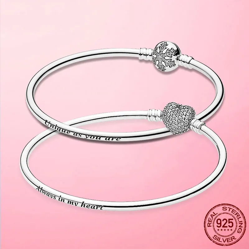 Женский серебряный браслет Pulseira 925 пробы со снежинкой сердцем и застежкой из