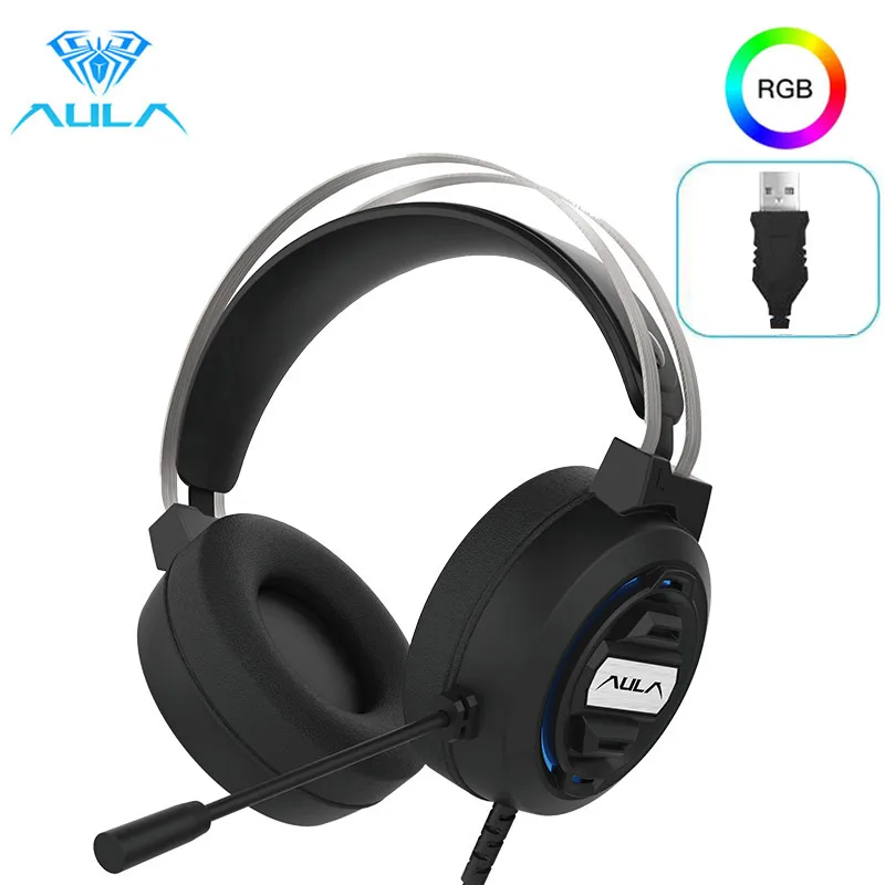 

AULA S603 E-спортивные Игровые наушники регулируемый микрофон глубокий бас наушники Plug and Play PS4 PS5 LOL настольных ПК, наушники для геймеров