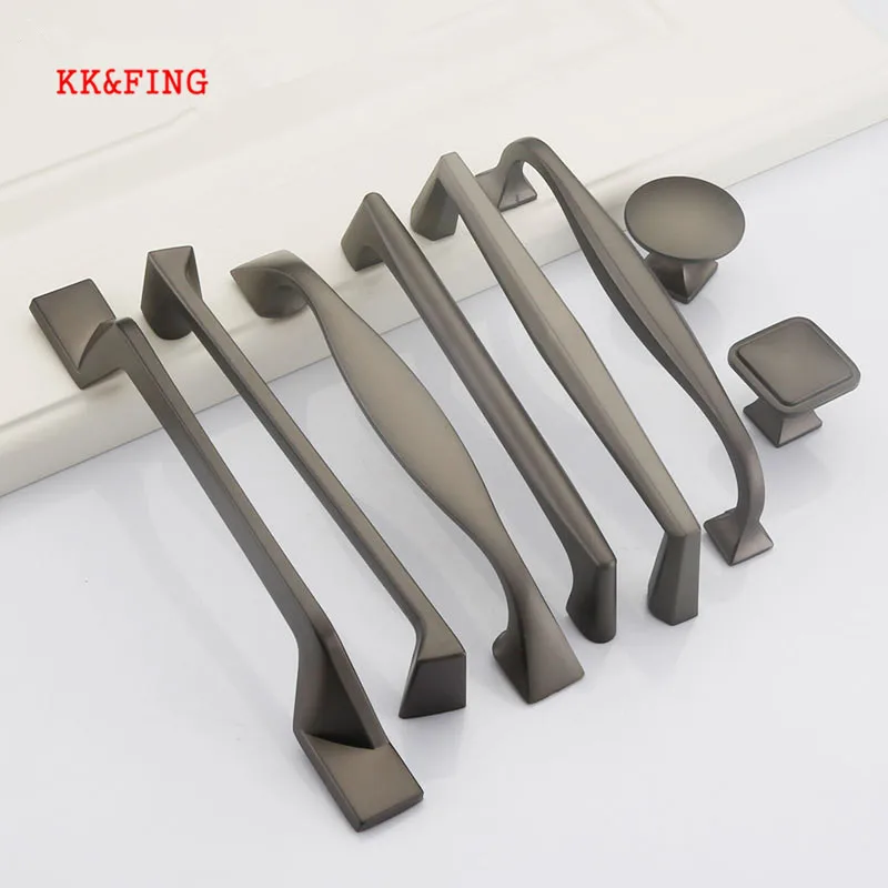 KK & FING современные жемчужно серые ручки шкафа из цинкового сплава ящика кухонный