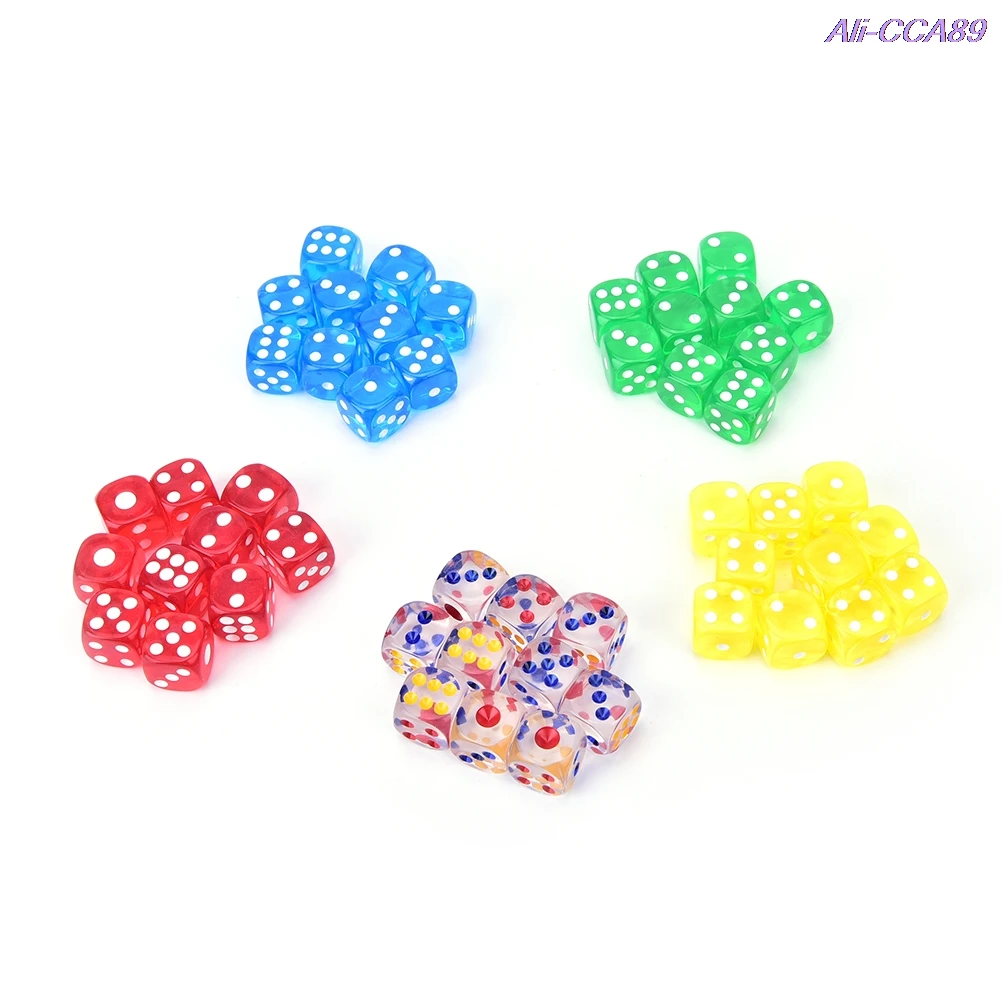 

10 Pcs Acrylic Six Sided D6 Spot Dice for D TRPG Party Board Game Toys
